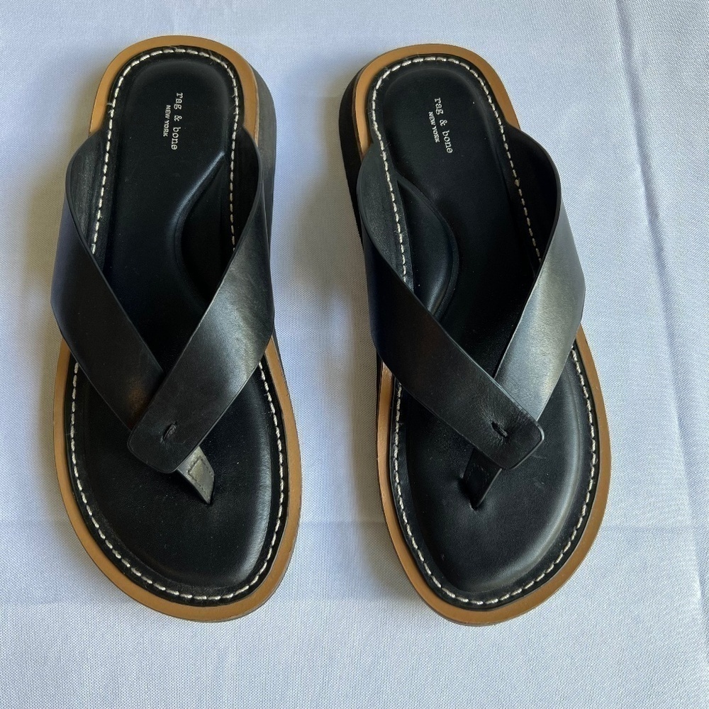 Rag and Bone Sold Out Parker Thong Sandals in Black Size 37 - Picture 1 of 7
